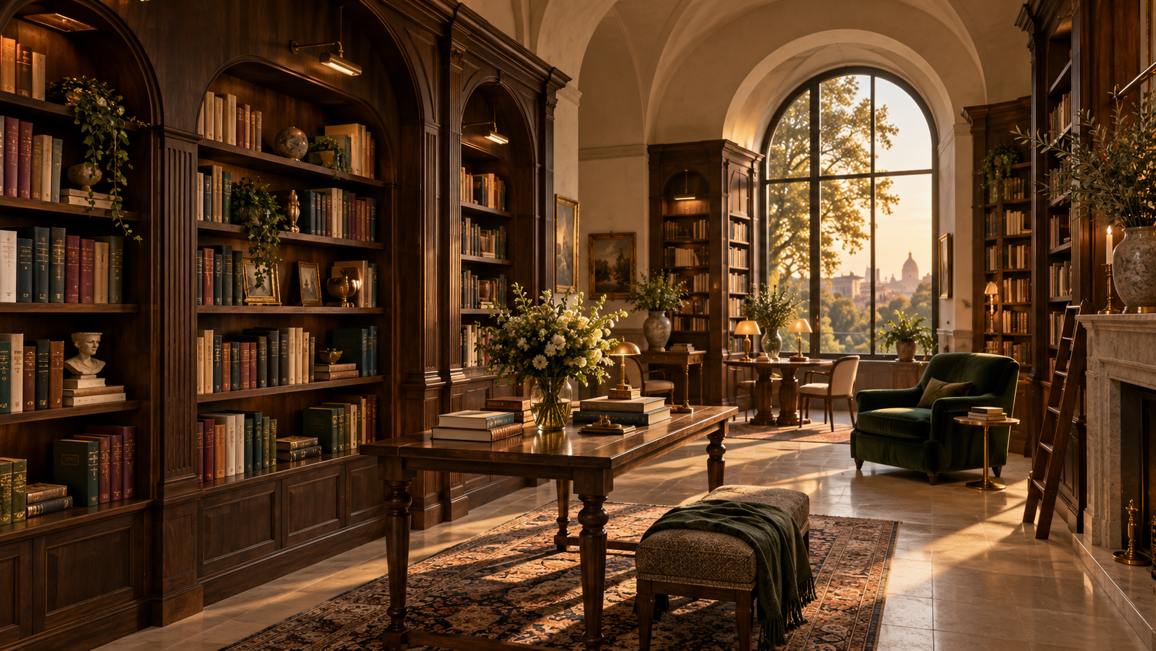 Novellaty’s warm, walnut-lined reading room